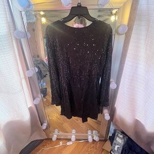 SHEIN Black Sequin Mini Dress